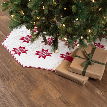 Emmie Red Patchwork Christmas Tree Skirt 48 VHC Brands - The Fox Decor